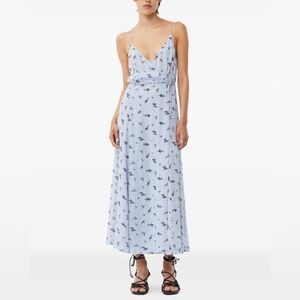 Ganni Light Printed Georgette Strap Wrap Dress